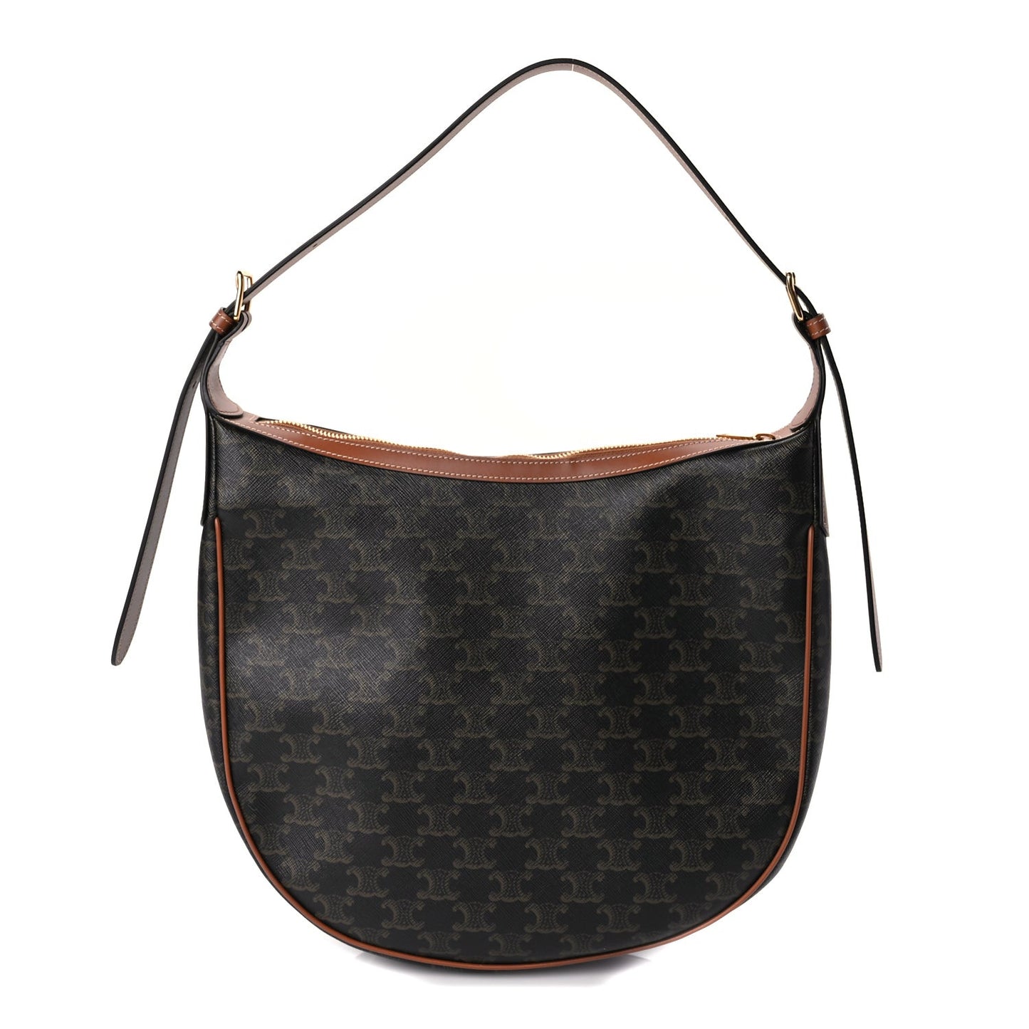 Calfskin Triomphe Canvas Heloise Shoulder Bag Tan