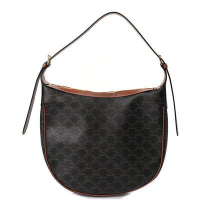 Celine Calfskin Triomphe Canvas Heloise Shoulder Bag Tan 2 of 9