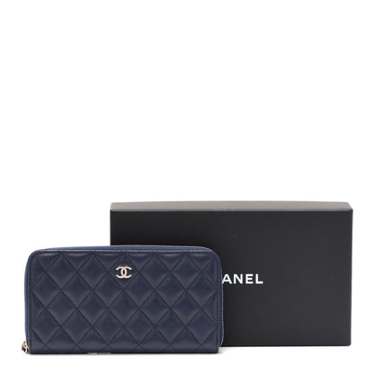 Chanel Caviar Quilted Large Gusset Zip Around Wallet Navy 10 of 10