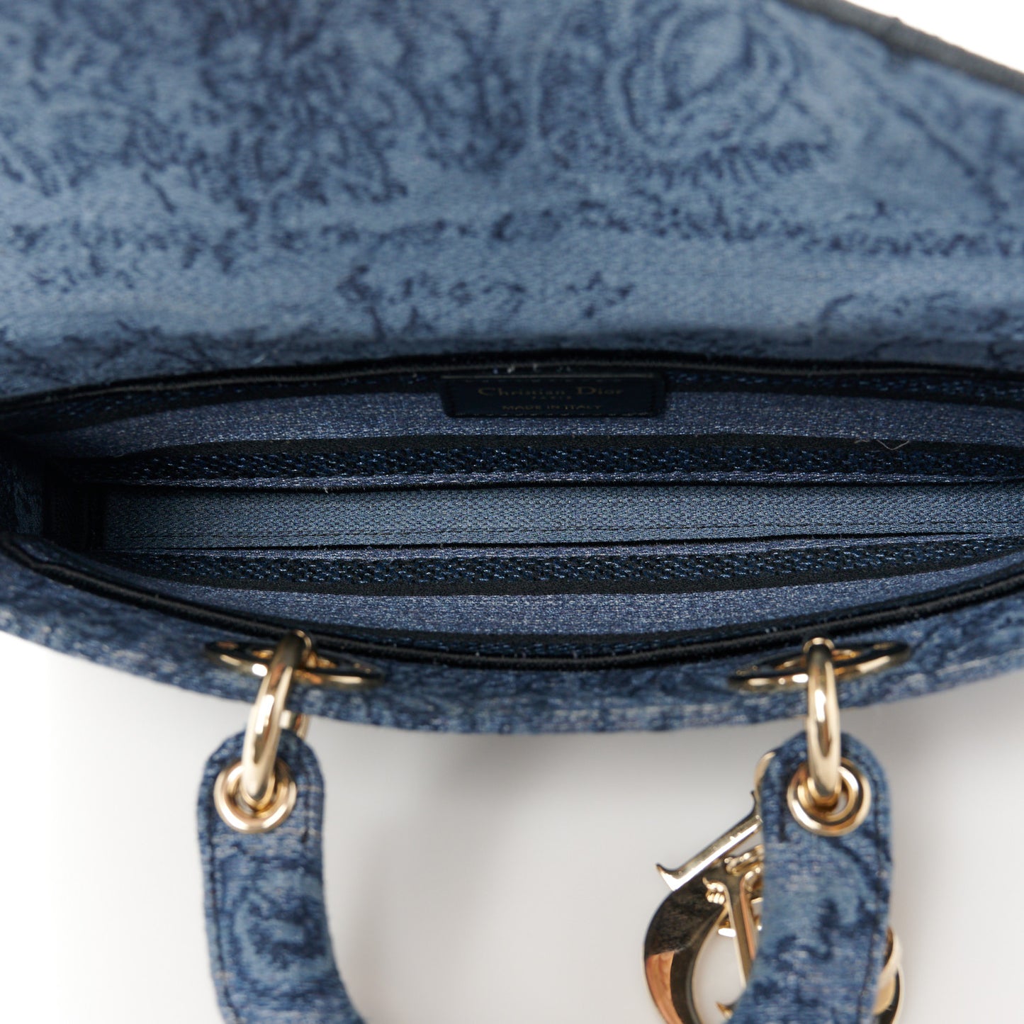 Canvas Toile De Jouy Embroidered Medium Lady D-Joy Blue Black