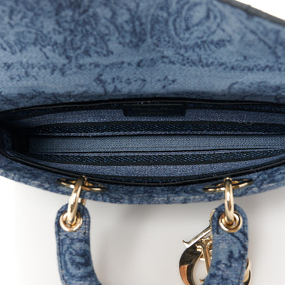 Christian Dior Canvas Toile De Jouy Embroidered Medium Lady D-Joy Blue Black 5 of 9