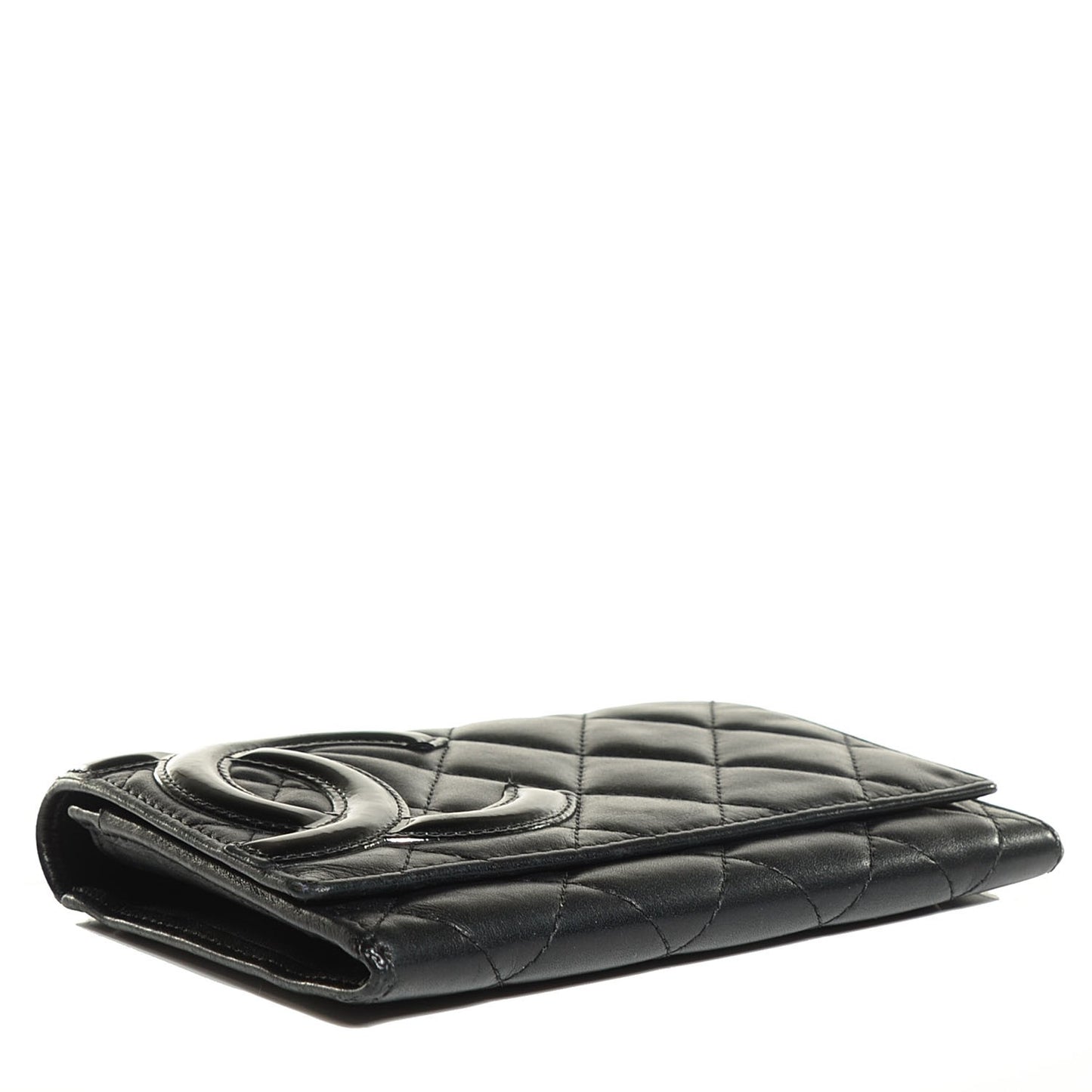 Calfskin Quilted Cambon Flap Wallet Black