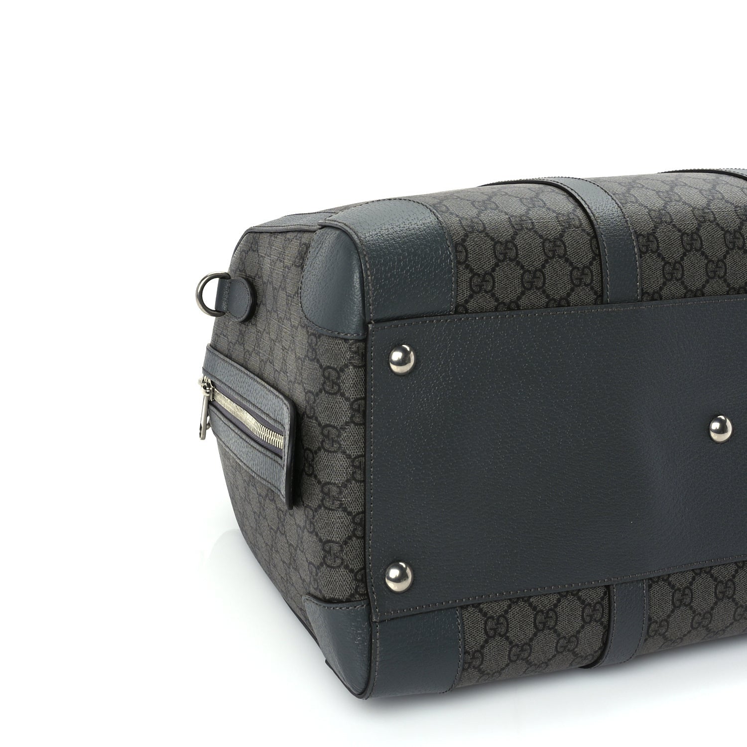 Gucci GG Supreme Monogram Textured Dollar Calfskin Medium Savoy Duffle Bag  Grey Black Graphite Grey 7 of 8