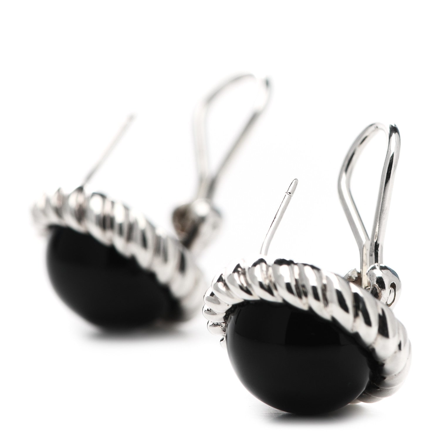 Tiffany Sterling Silver Black Onyx Twist Earrings 3 of 4