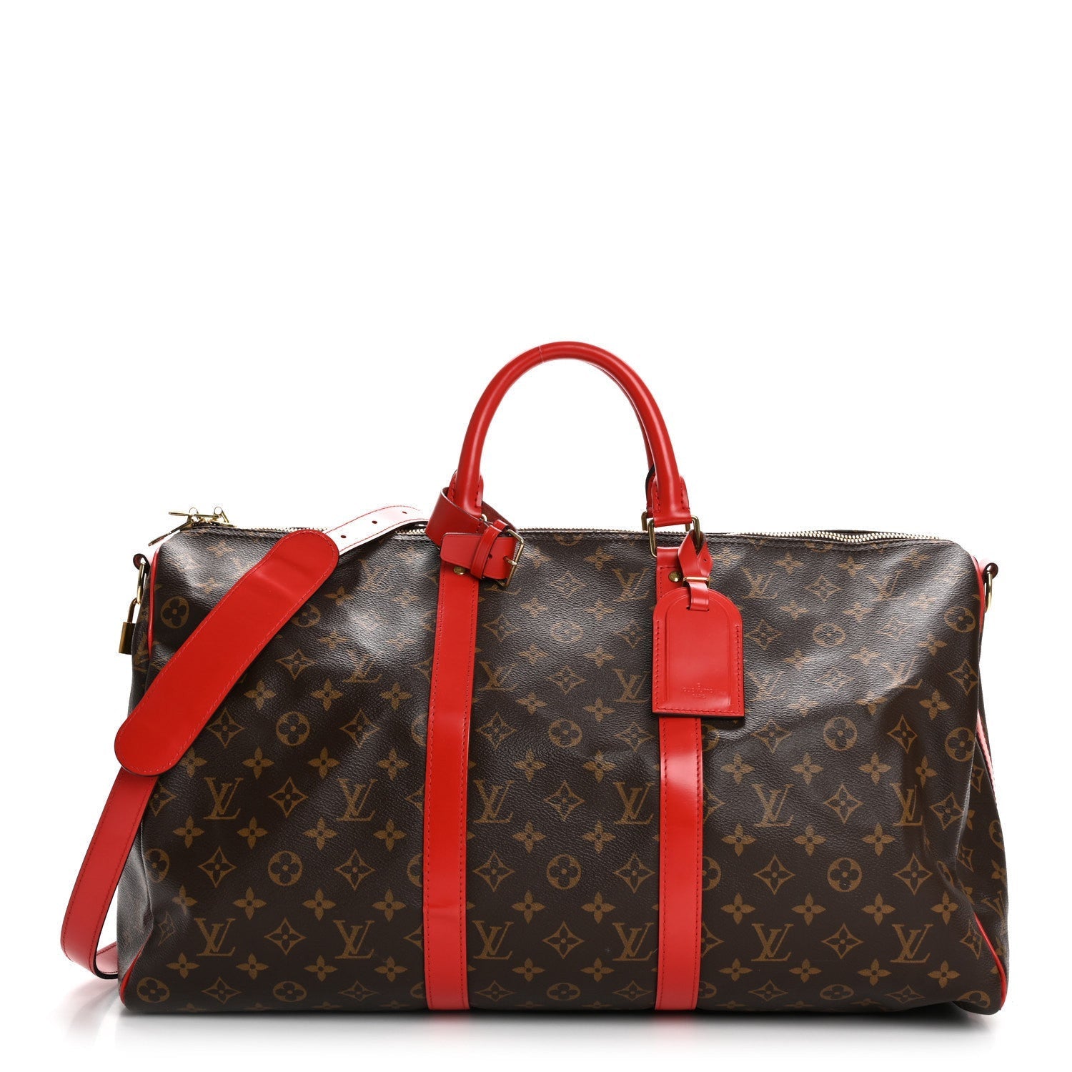 Louis Vuitton Calfskin Monogram Keepall Bandouliere 50 Coquelicot 1 of 7