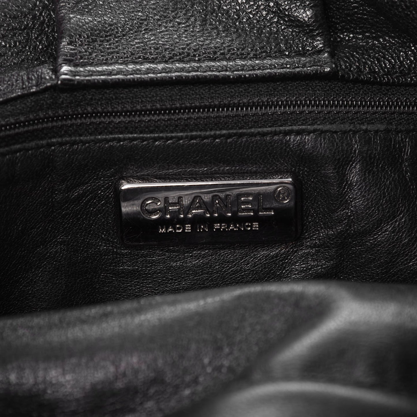 Metallic Goatskin Luxe Ligne Flap Black