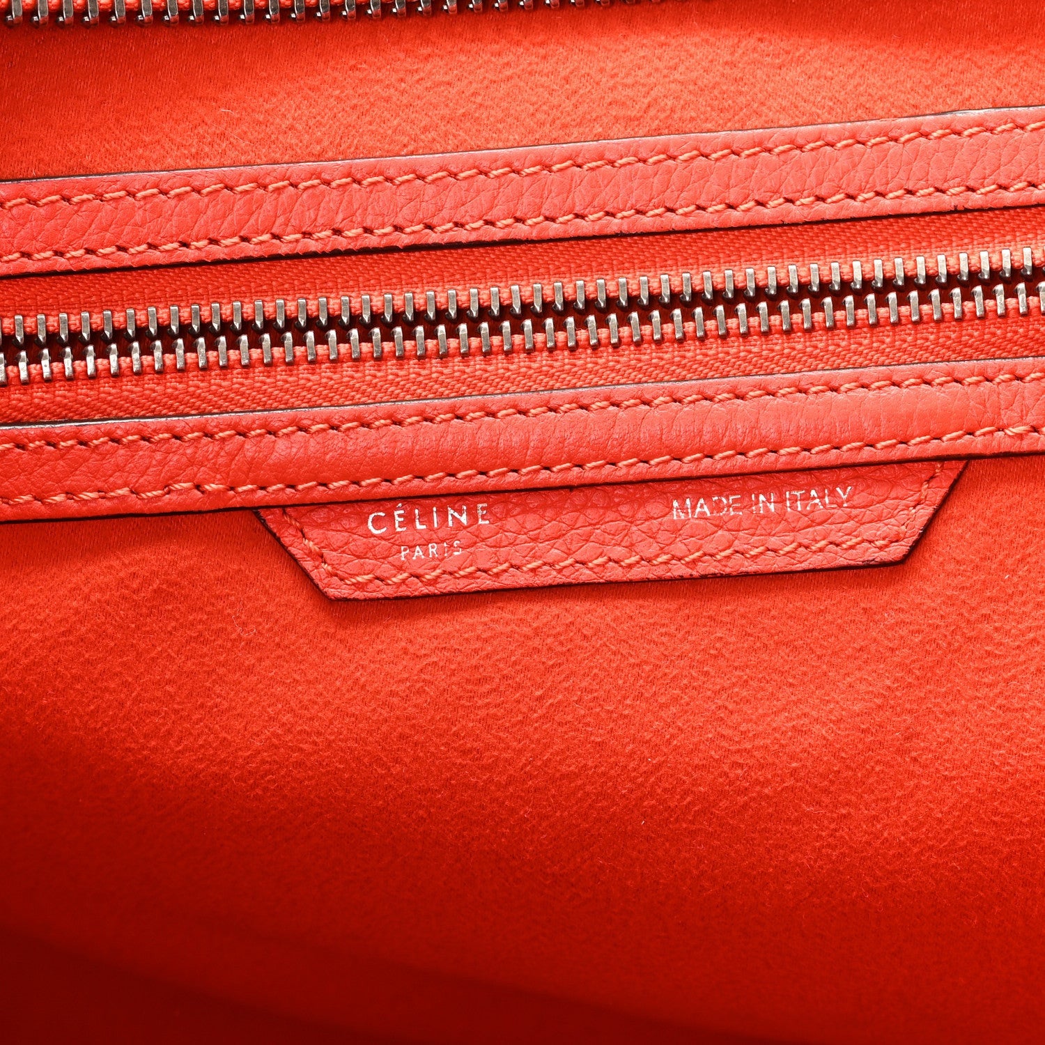 Celine Drummed Calfskin Mini Luggage Coquelicot 6 of 7