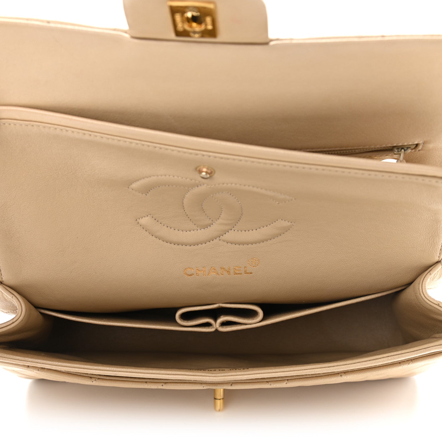 Chanel Lambskin Quilted Medium Double Flap Beige 5 of 20