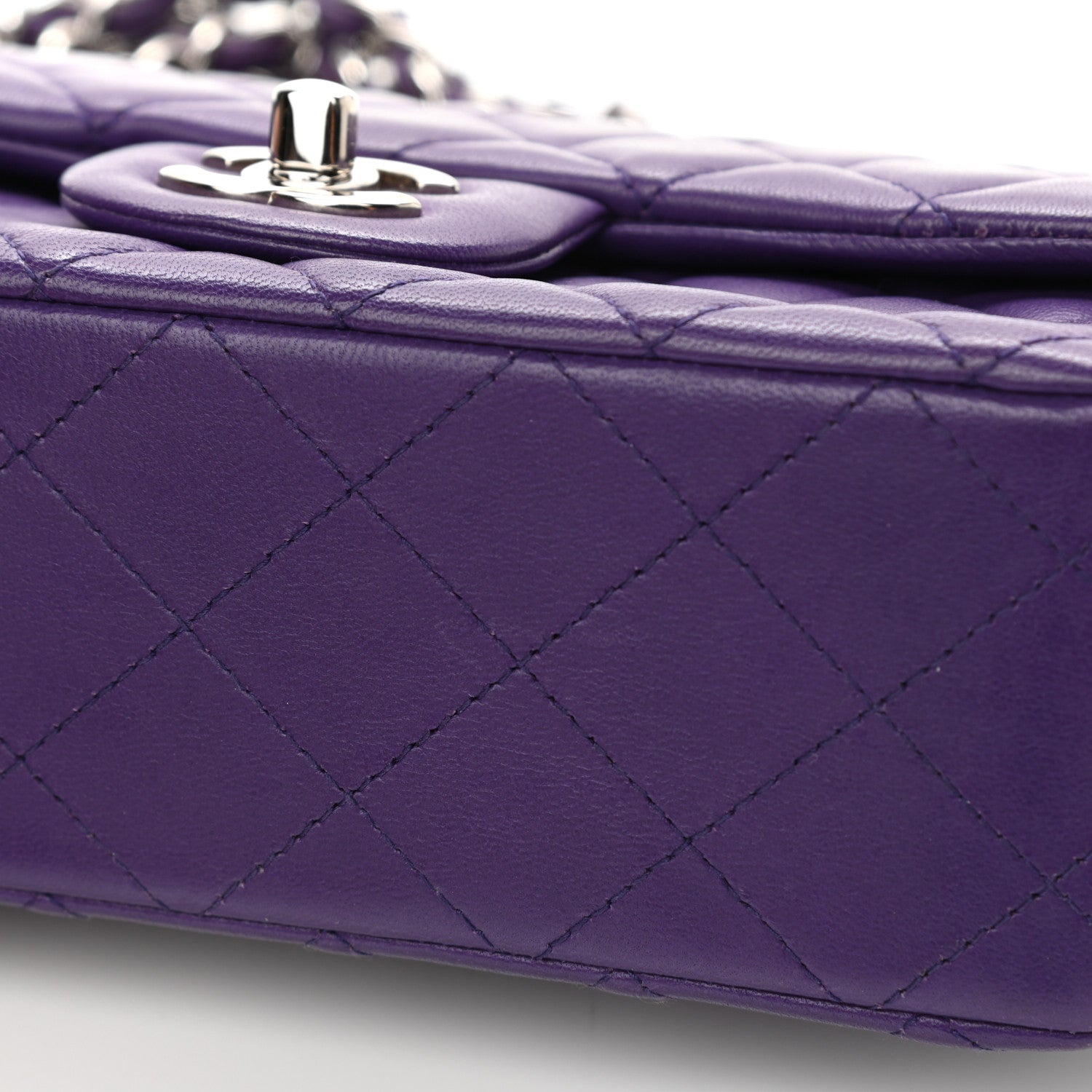 Chanel Lambskin Quilted Mini Rectangular Flap Purple 12 of 14