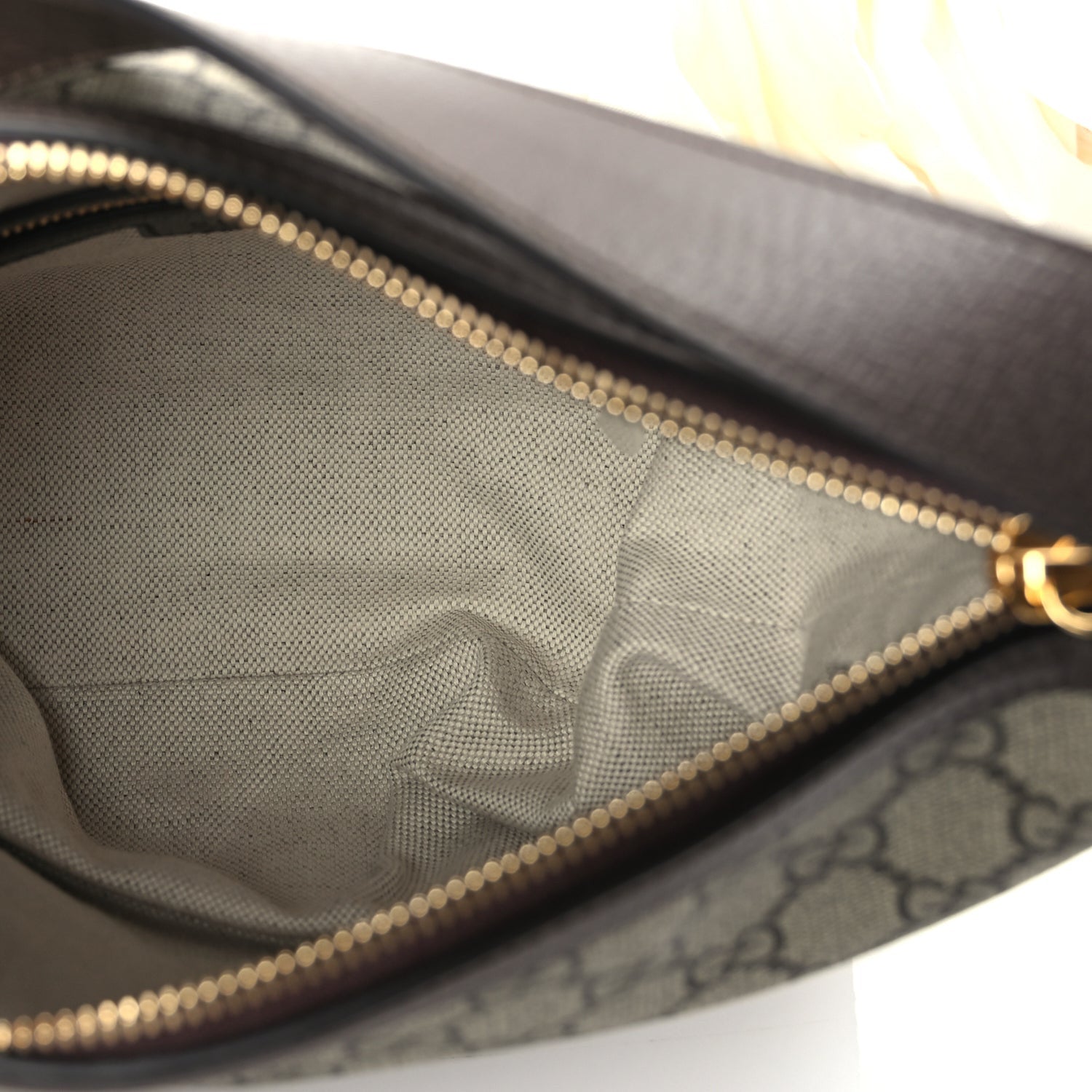 Gucci GG Supreme Monogram Textured Calfskin Web Super Mini Ophidia Shoulder Bag Beige Ebony New Acero 4 of 8