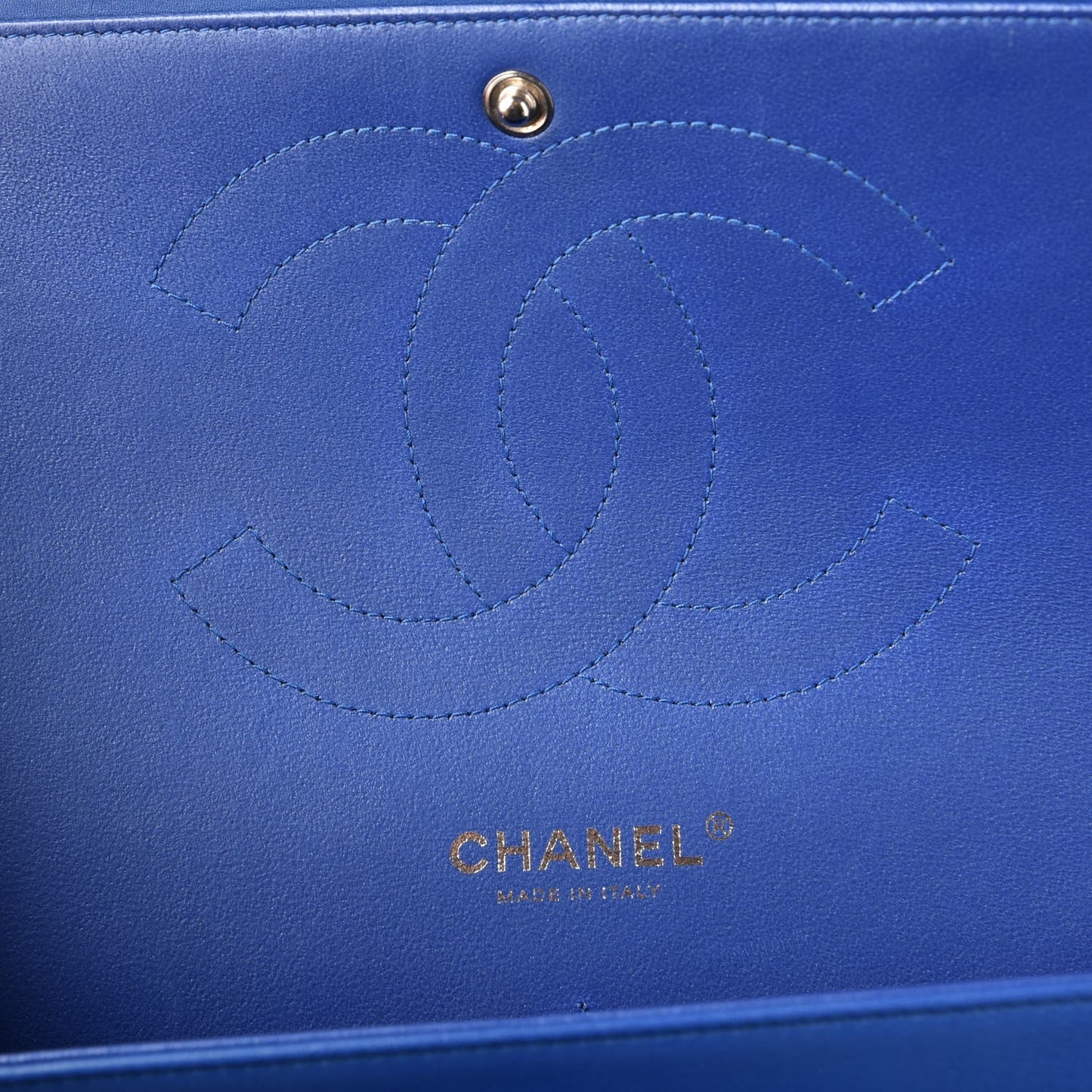 Patent Quilted Jumbo Double Flap Blue