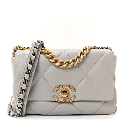 Chanel Lambskin Quilted Medium Chanel 19 Flap Grey 1 of 10