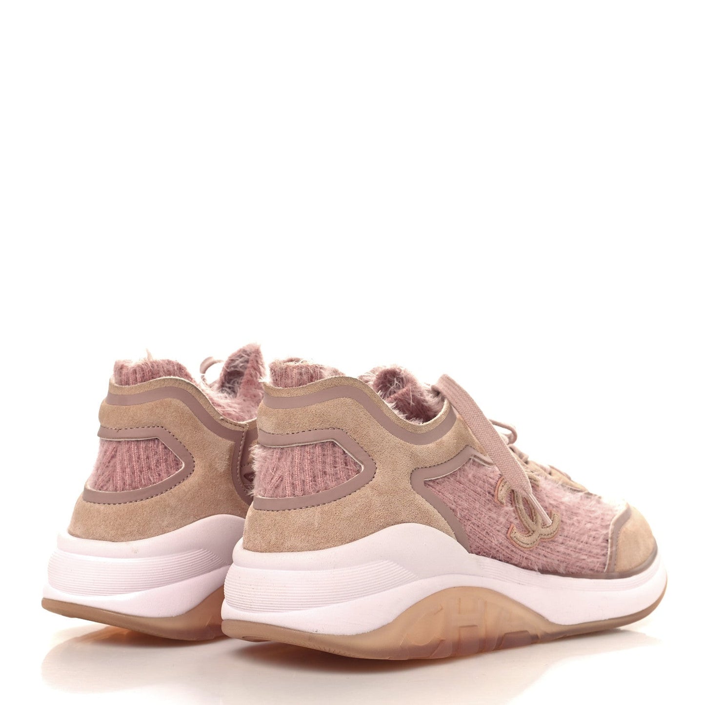 Suede Calfskin Stretch Fabric CC Sneakers 41 Pink