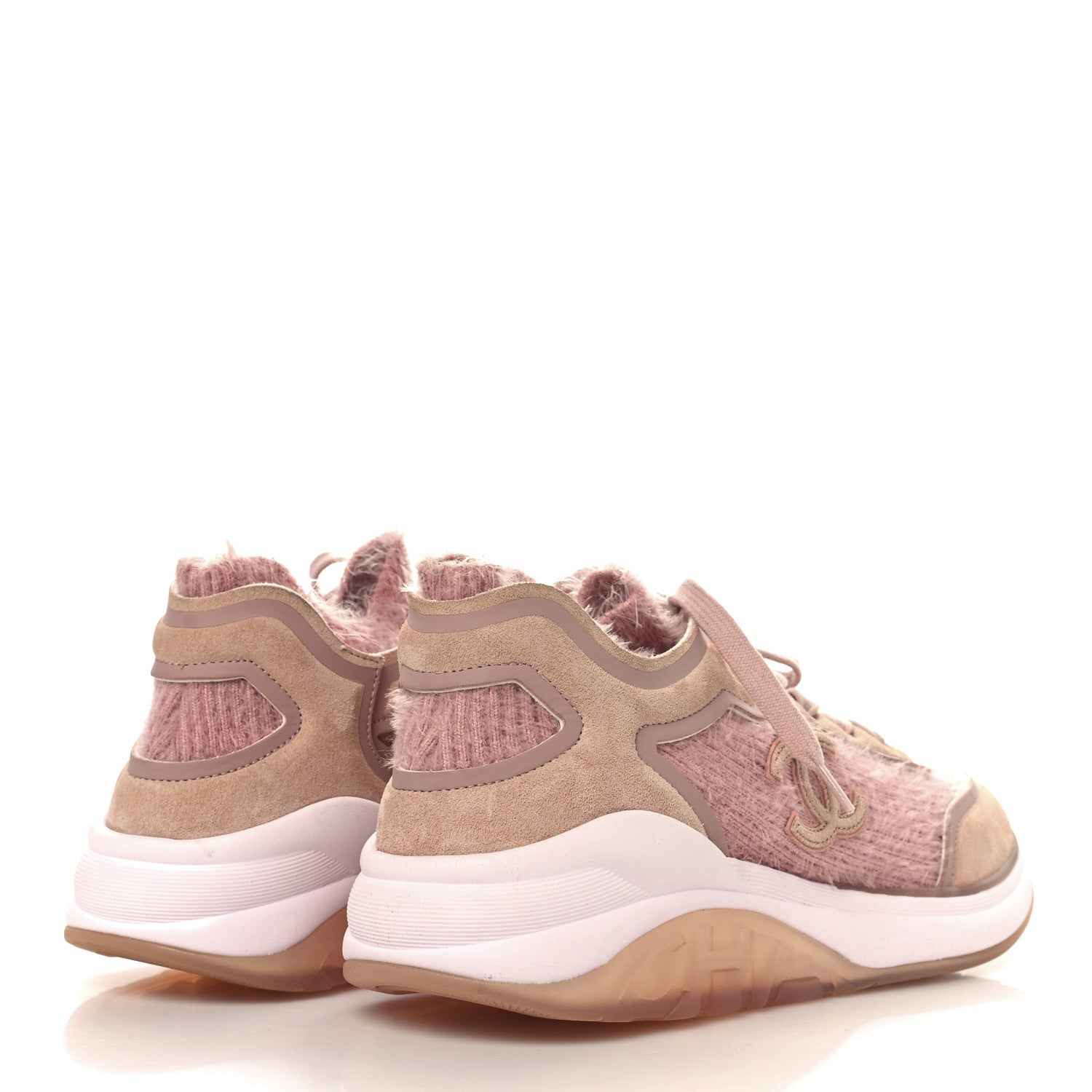 Chanel Suede Calfskin Stretch Fabric CC Sneakers 41 Pink 5 of 7