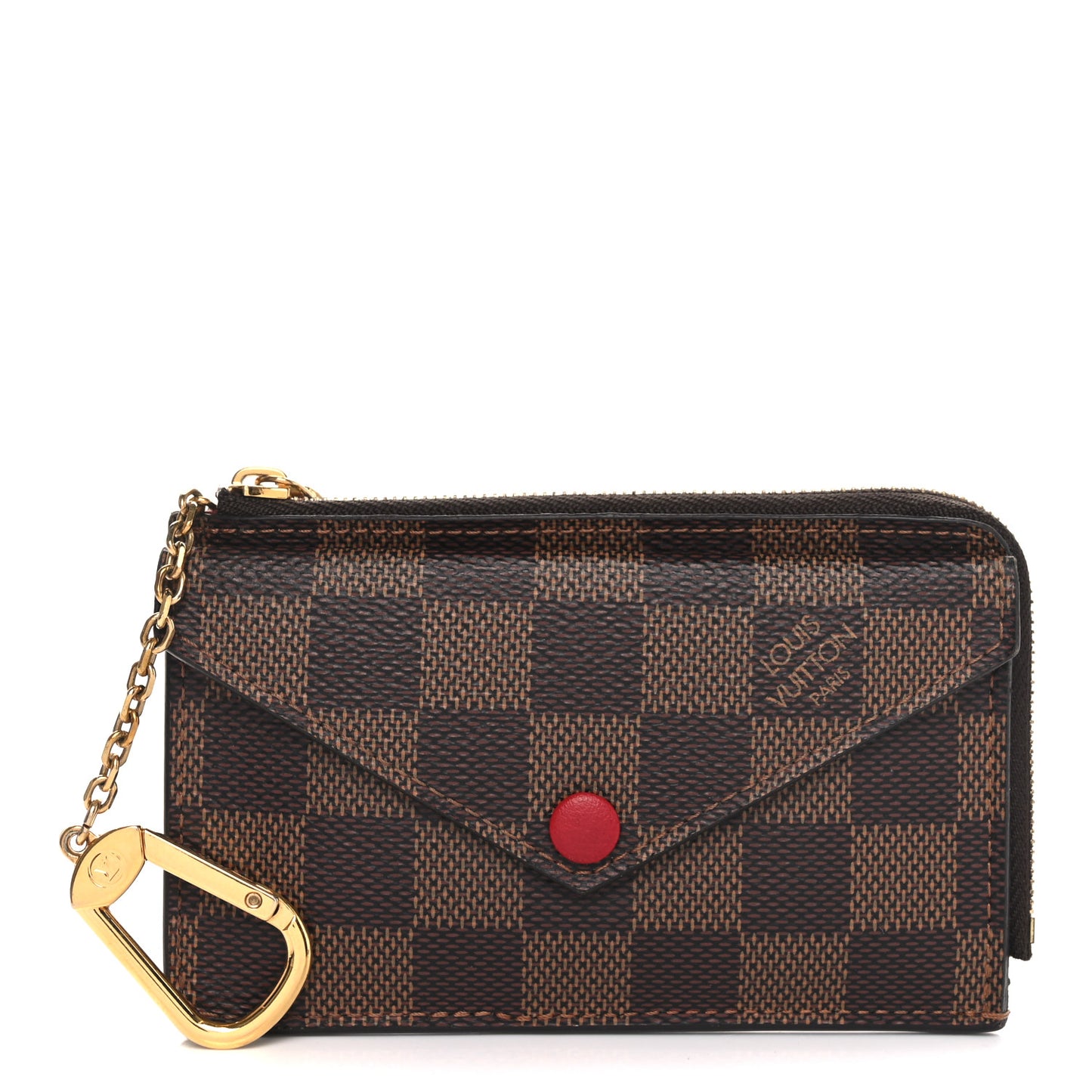 Damier Ebene Recto Verso Card Holder Red