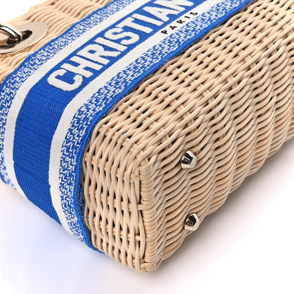 Christian Dior Wicker Oblique Mini Lady Dior Bag Florescent Blue Beige 7 of 8