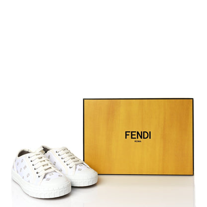 Fendi Canvas Lurex FF Womens Domino Low Top Sneakers 37 White 8 of 8
