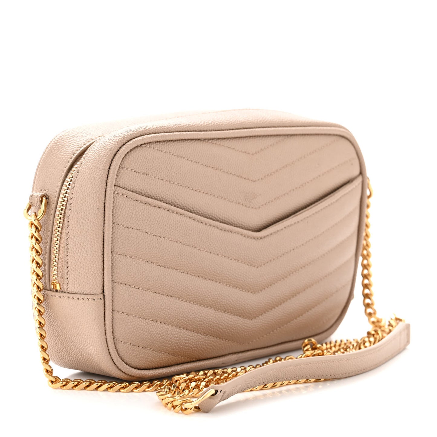 SAINT LAURENT Grain De Poudre Matelasse Monogram Mini Lou Camera Bag Dark Beige