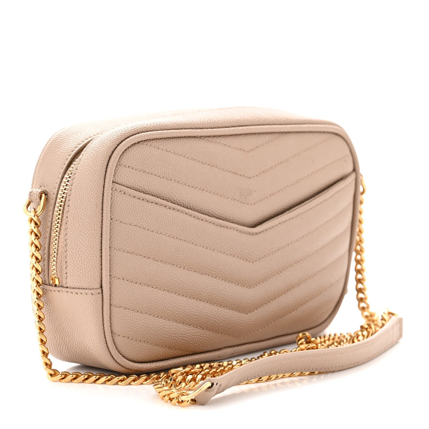 Saint Laurent SAINT LAURENT Grain De Poudre Matelasse Monogram Mini Lou Camera Bag Dark Beige 3 of 12