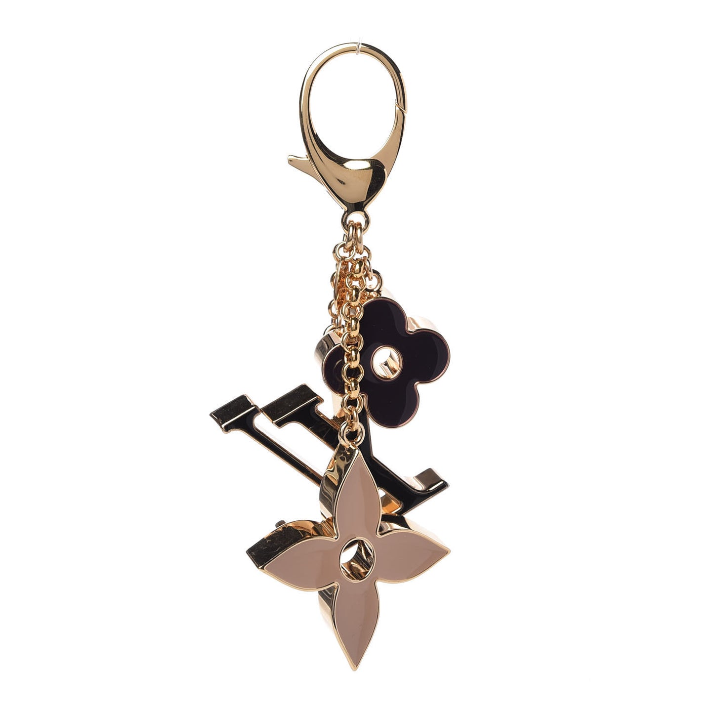 Fleur De Monogram Bag Charm Dore
