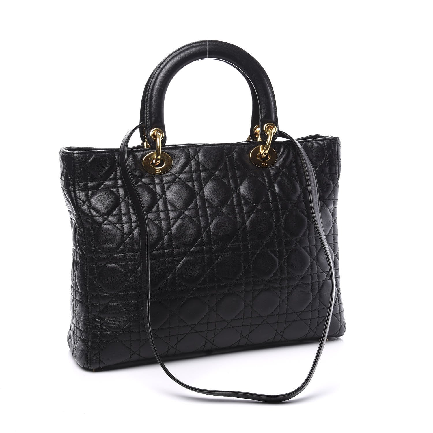 Christian Dior Lambskin Cannage Large Lady Dior Black 2 of 9