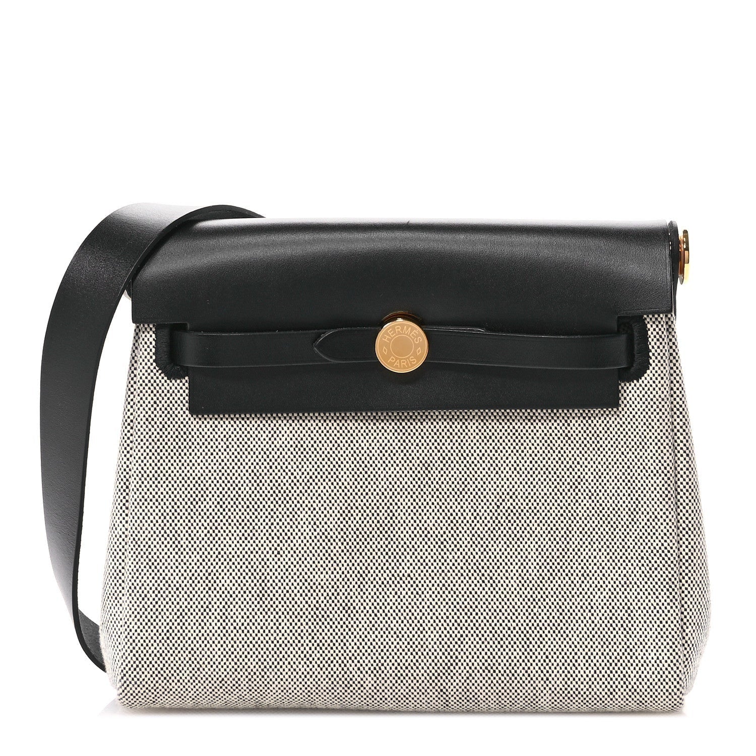 Hermes Military Toile Vache Hunter Herbag Zip Retourne 20 Ecru Black 1 of 7