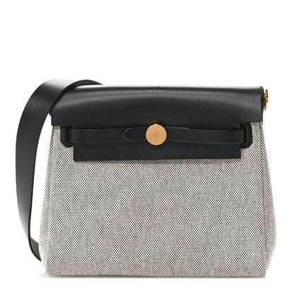 Hermes Military Toile Vache Hunter Herbag Zip Retourne 20 Ecru Black 1 of 7