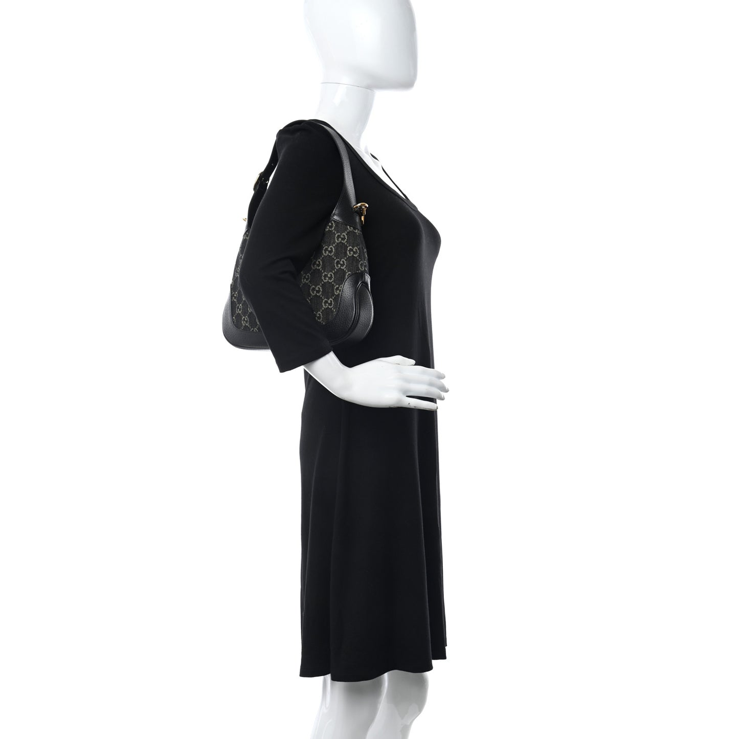 Jacquard Denim GG Monogram Small Jackie 1961 Hobo Black Ivory