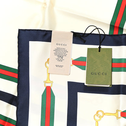 Gucci Silk Interlocking G Horsebit Scarf Ivory 3 of 3