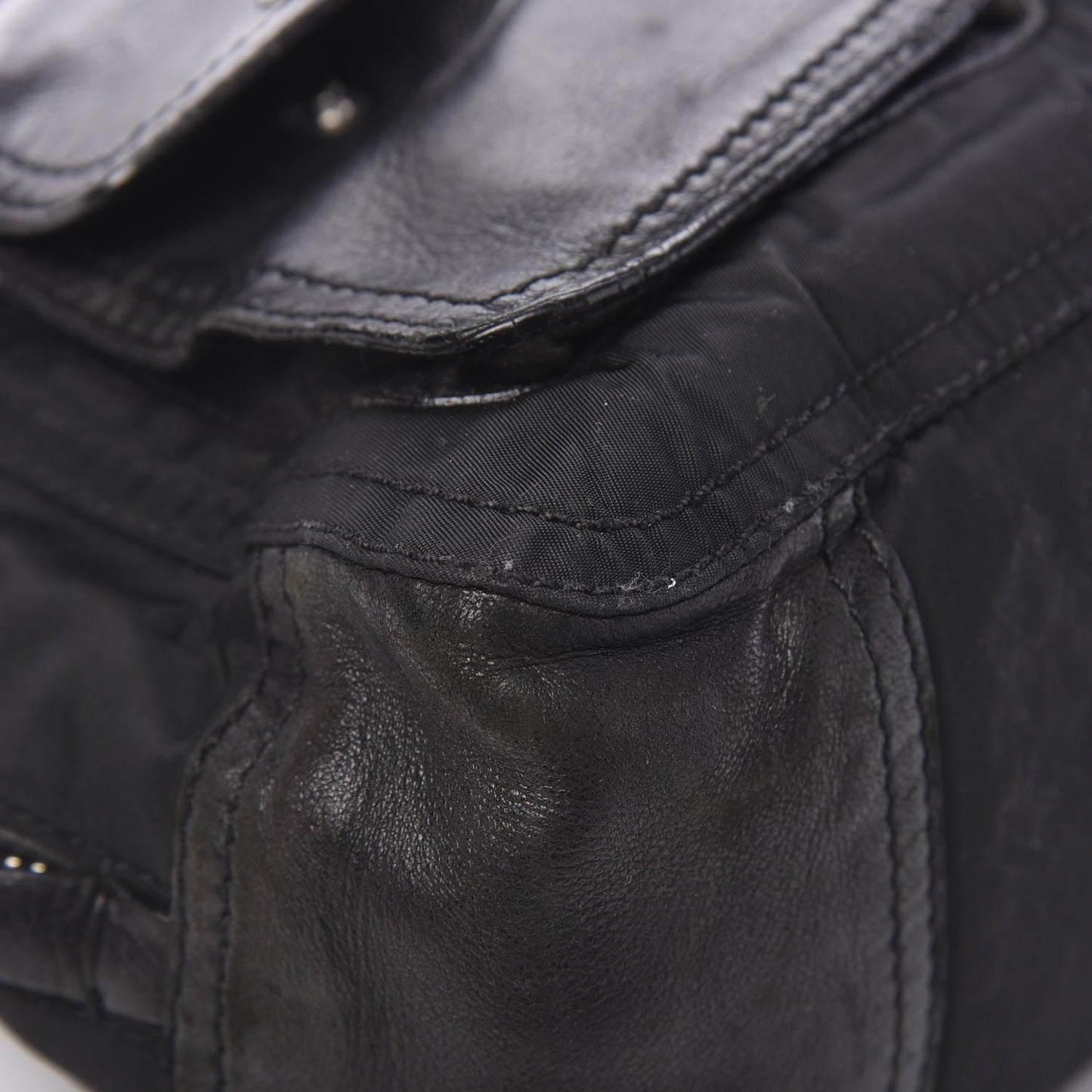 Nappa Tessuto Nylon Shoulder Bag Black