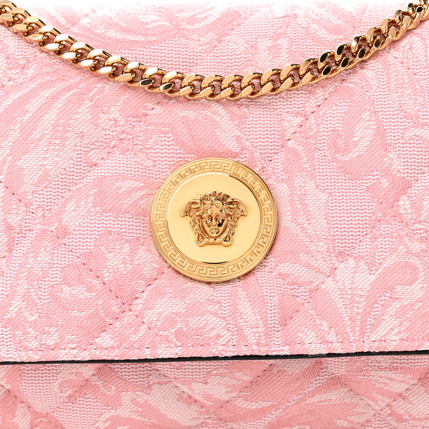 Baroque Jacquard Quilted Medium Medusa Shoulder Bag Baby Pink