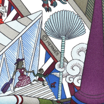 Hermes Silk Animapolis Scarf 90 Bordeaux Bleu Rouge 3 of 4