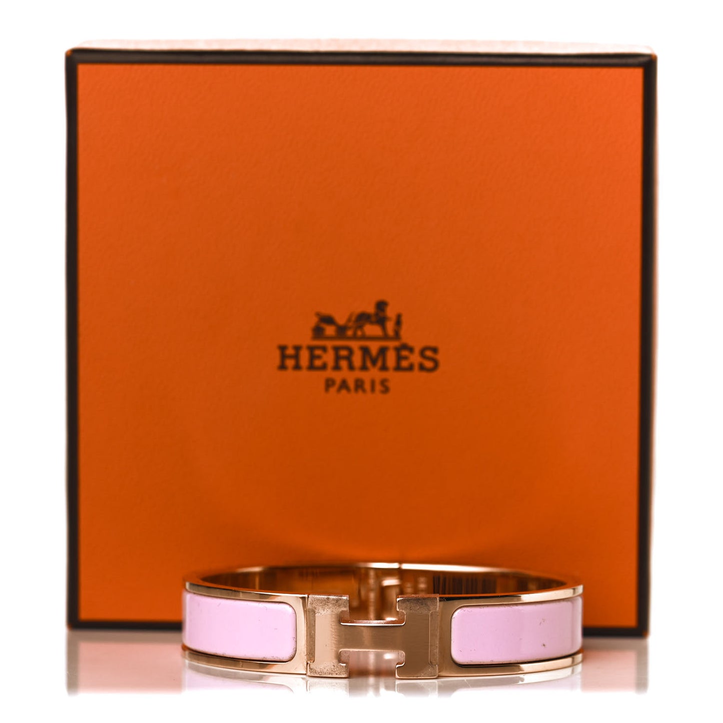 Enamel Narrow Clic Clac H Bracelet PM Rose Dragee