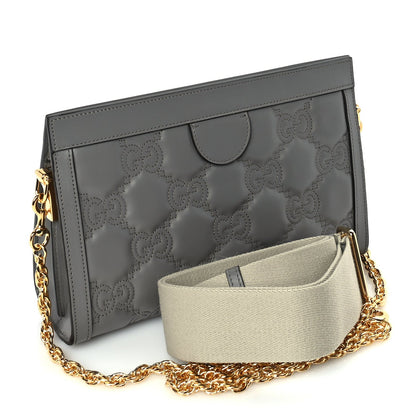 Gucci Calfskin GG Matelasse Small Slim Chain Shoulder Bag  Dusty Grey Natural 2 of 8