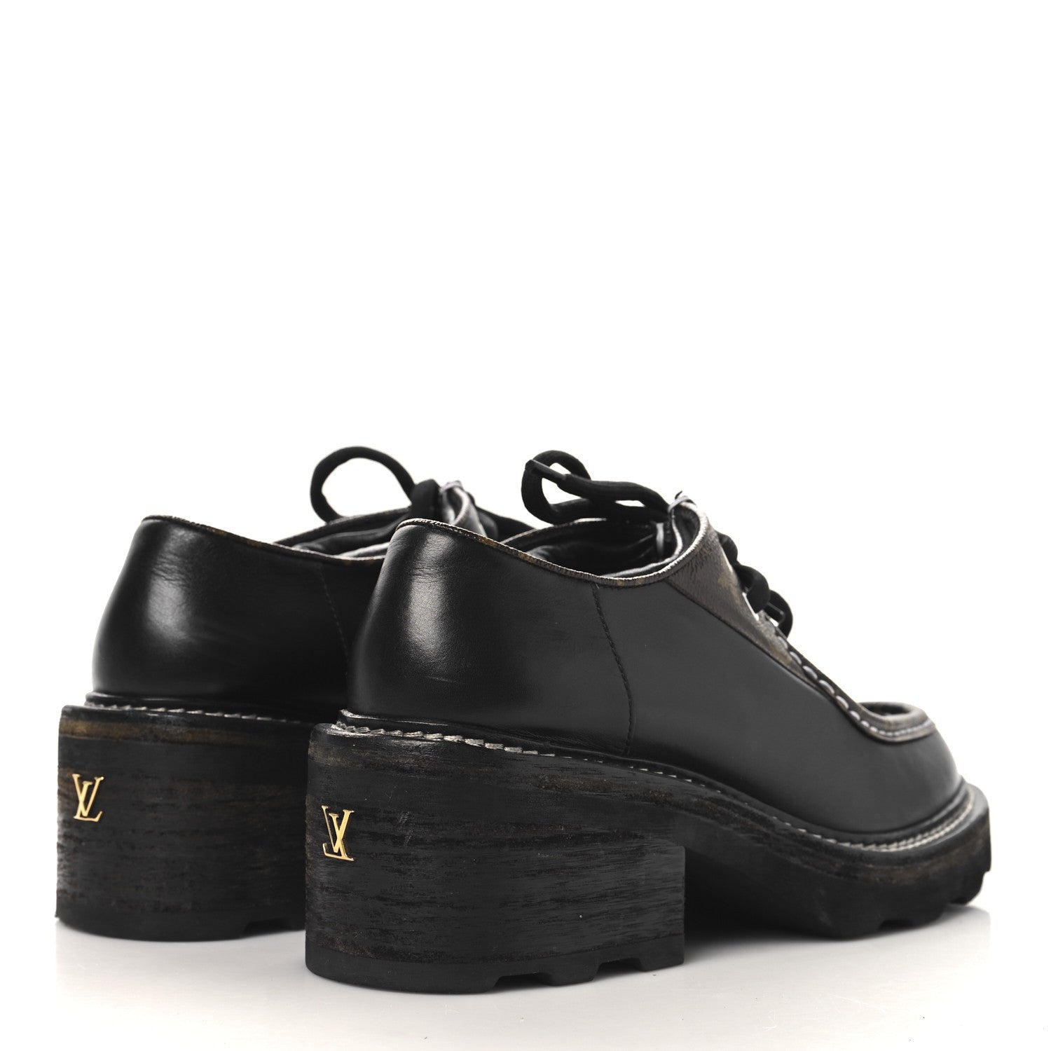 Louis Vuitton Monogram Calfskin Beaubourg Platform Derby Shoes Brown 5 of 7