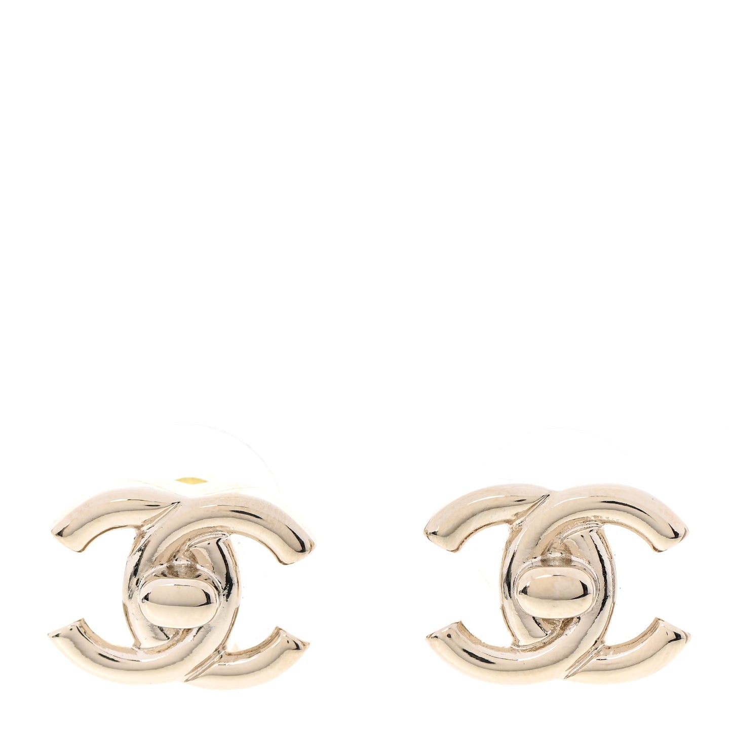 Metal CC Turnlock Earrings Gold