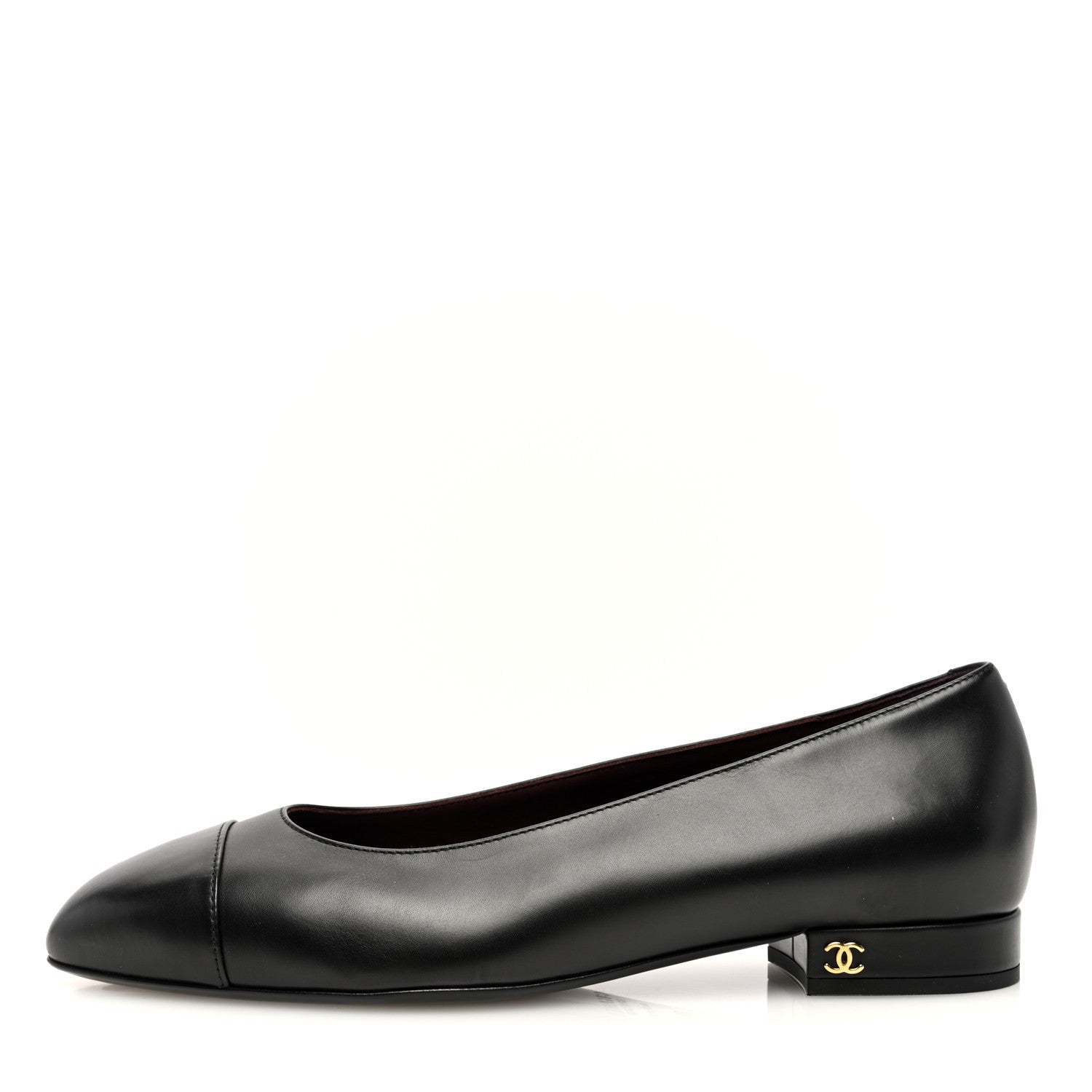 Chanel Lambskin Cap Toe CC Uniform Ballerina Flats 38.5 Black 1 of 6