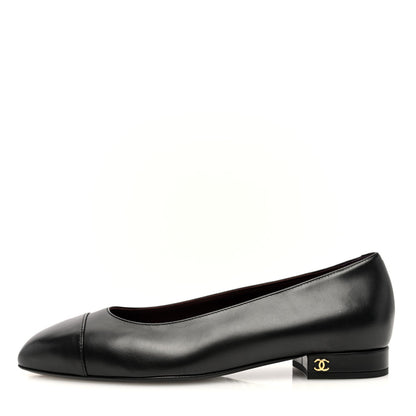 Chanel Lambskin Cap Toe CC Uniform Ballerina Flats 38.5 Black 1 of 6