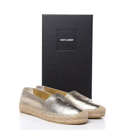 Saint Laurent Metallic Lambskin Monogram Espadrilles 38 Gold 9 of 9