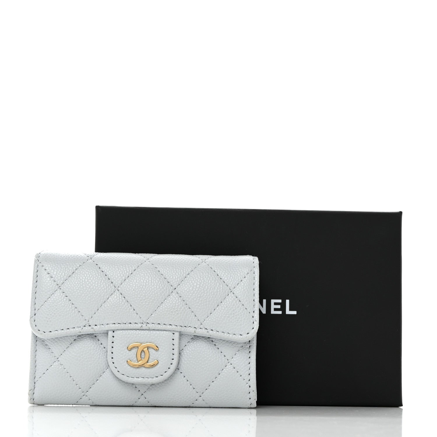 Chanel Caviar Quilted Flap Card Holder Wallet Light Blue 9 of 9