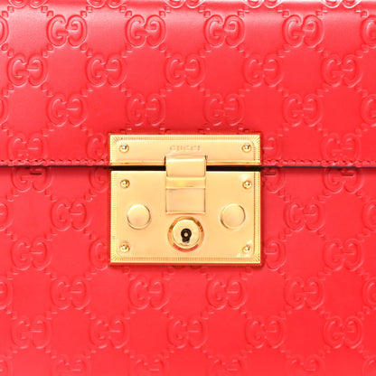 Gucci ssima Signature Small Padlock Top Handle Bag Hibiscus Red 6 of 8