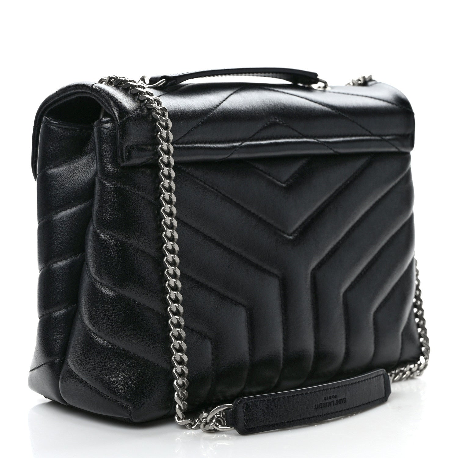 Saint Laurent Calfskin Y Quilted Monogram Small Loulou Chain Satchel Black 3 of 11