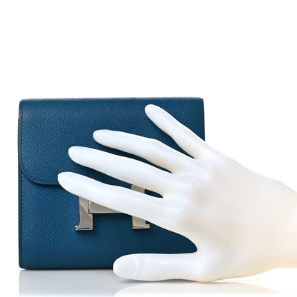 Hermes Epsom Constance Compact Passant Wallet Bleu Izmir 2 of 9