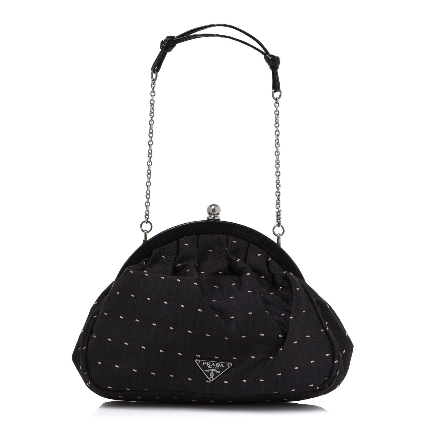 Jacquard Kisslock Shoulder Bag Black