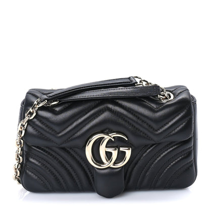 Gucci Lambskin Matelasse Small GG Marmont Shoulder Bag Black 1 of 8