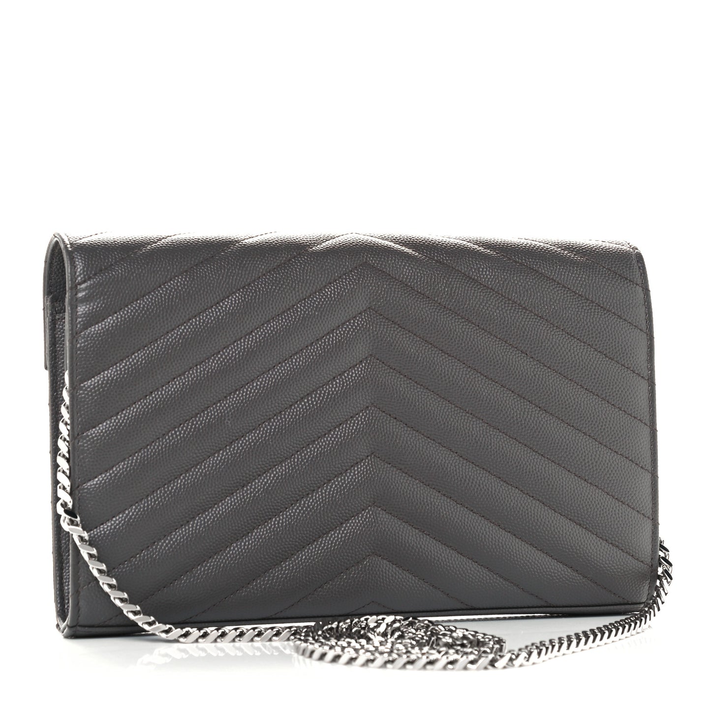 Grain De Poudre Matelasse Chevron Monogram Chain Wallet Coal