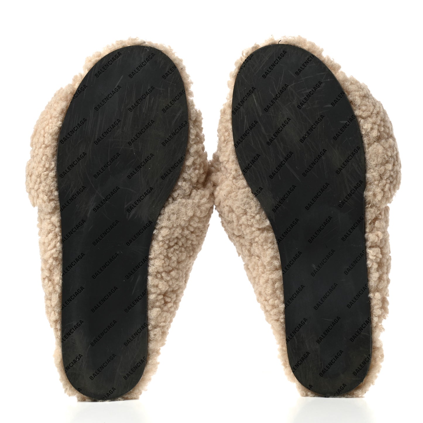 Faux Shearling Drapy Slide Sandals 37 Beige