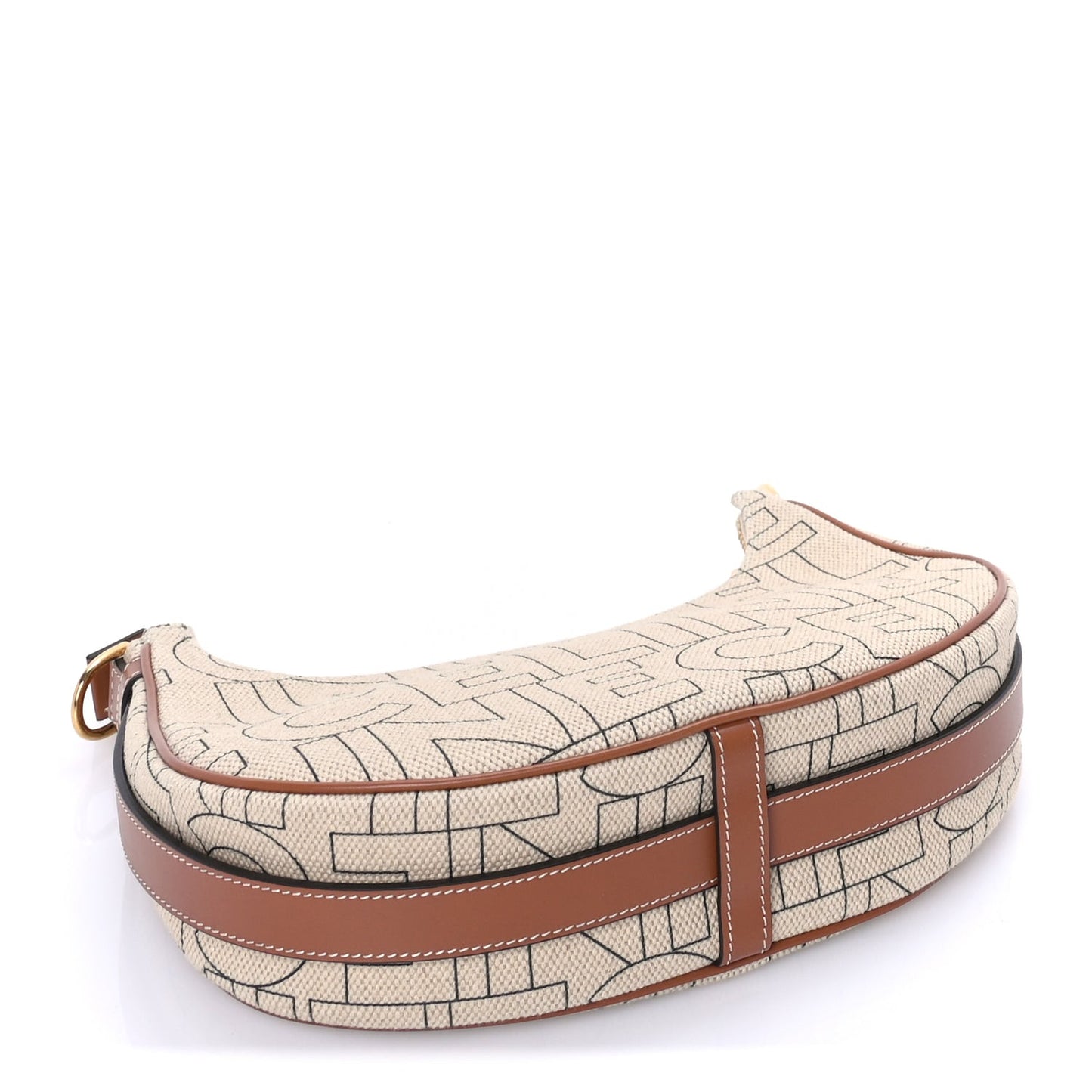 Canvas Calfskin All Over Print Medium Ava Shoulder Bag  Natural Tan