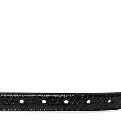 Saint Laurent Calfskin Crocodile Embossed Monogram Square Buckle Belt 75 30 Black 5 of 5