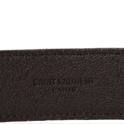 Saint Laurent Smooth Calfskin Monogram Cassandre Square Buckle Belt 105 42  Oak Brown 5 of 5